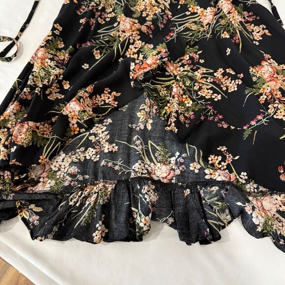 Coco + Carmen Boho Black Floral High-Low Wrap Maxi Dress (S/M) Cottagecore - Picture 10 of 12